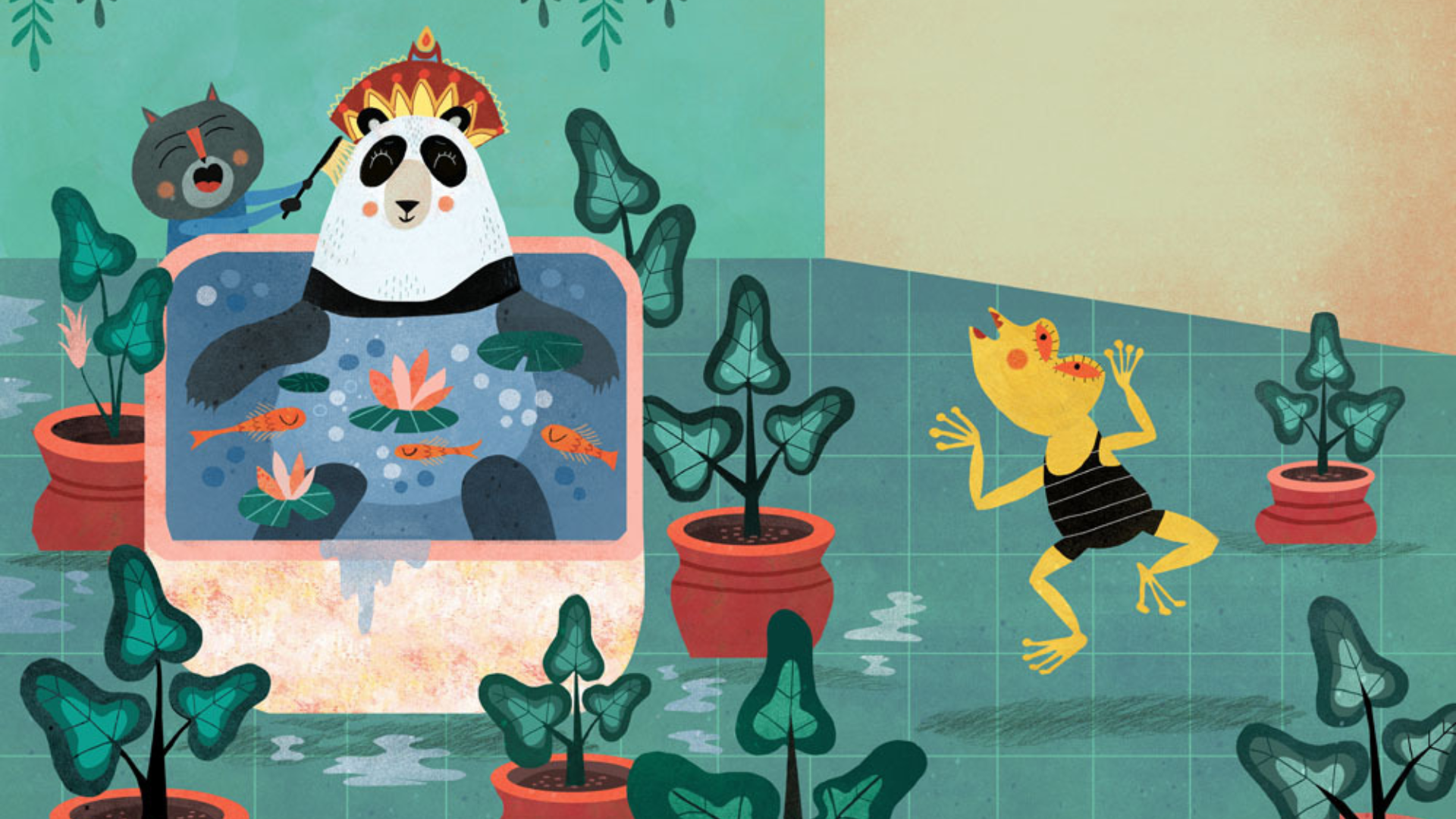 Ilustración del libro Dormir a la Reina Panda de Mariana Ruiz Johnson