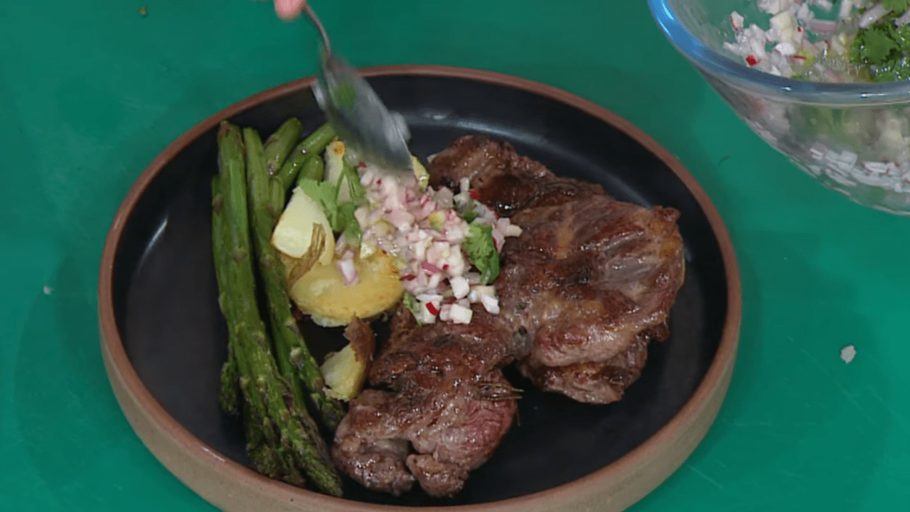 Arañitas a la chapa con papas y vegetales