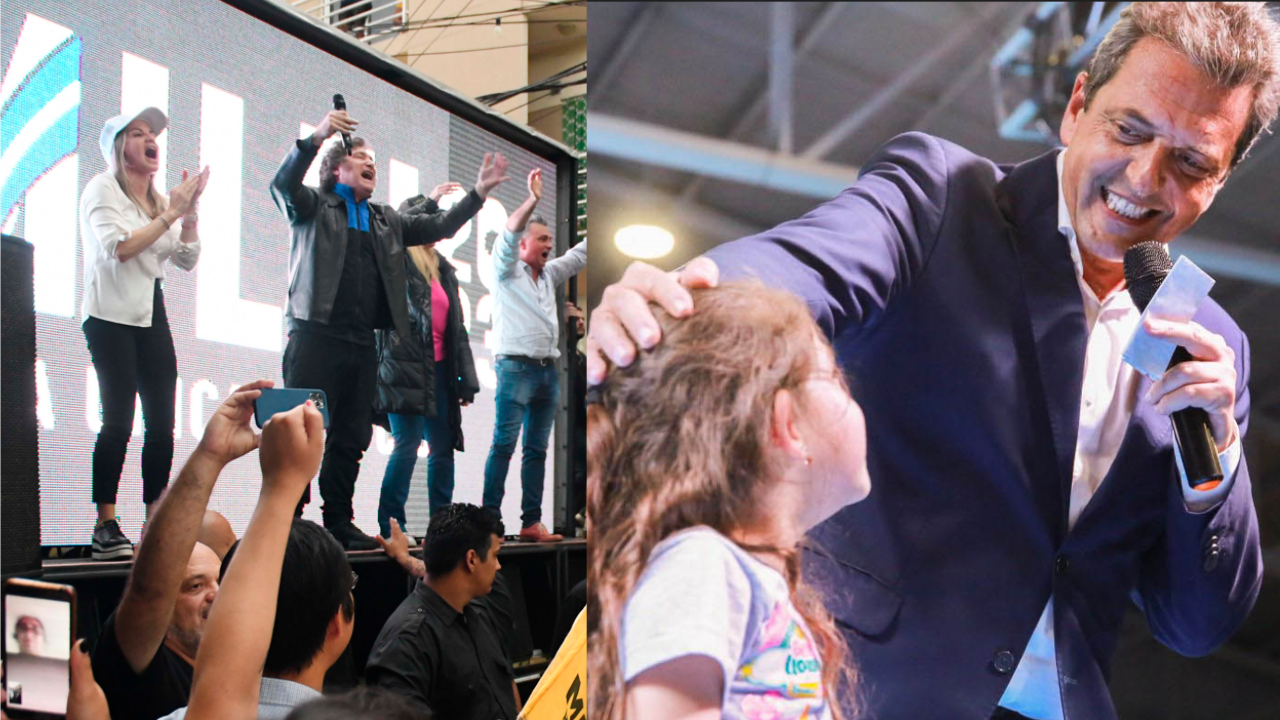Cierres de campaña: Milei espera un acto en Córdoba y Massa, con encuentros con jubilados, empresarios y jóvenes